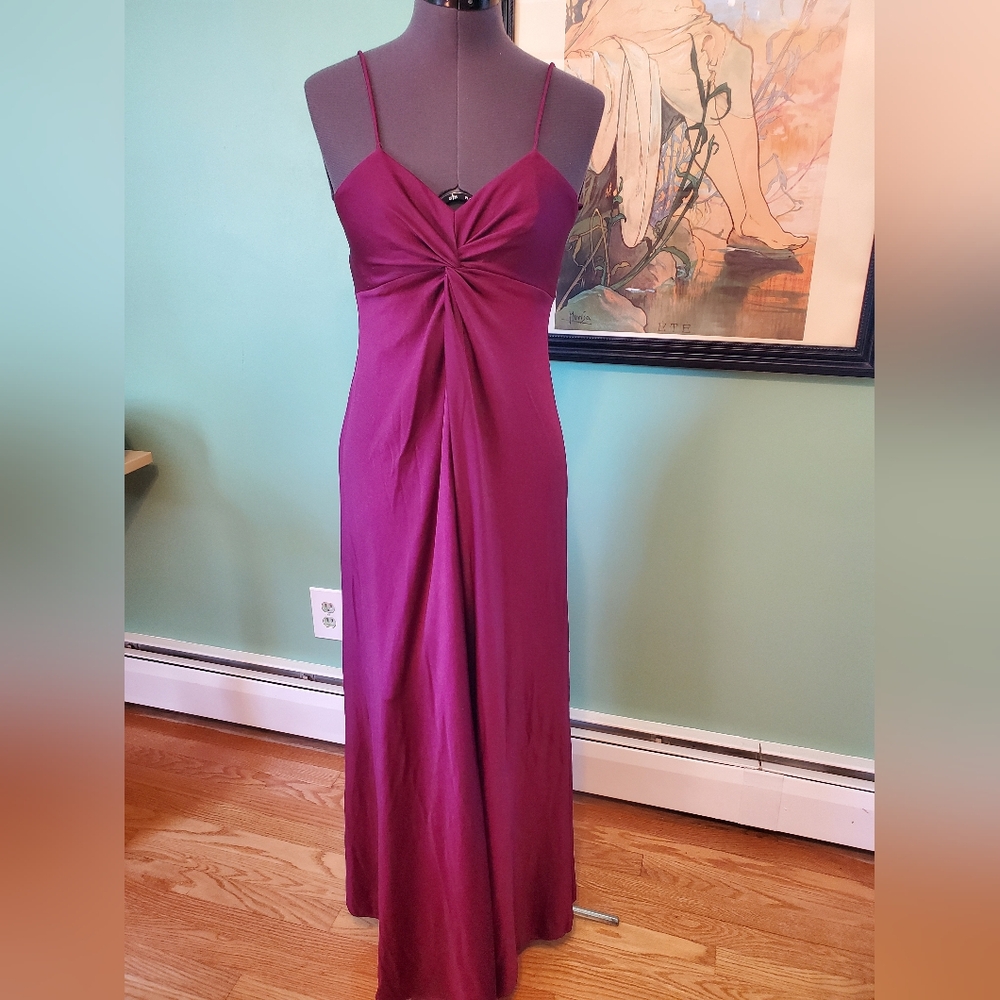Vintage 70s Union Made Wine Color Evening Gown
